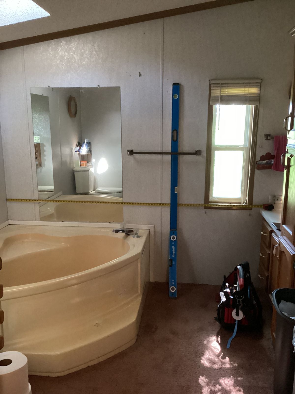 Existing tub area before conversion